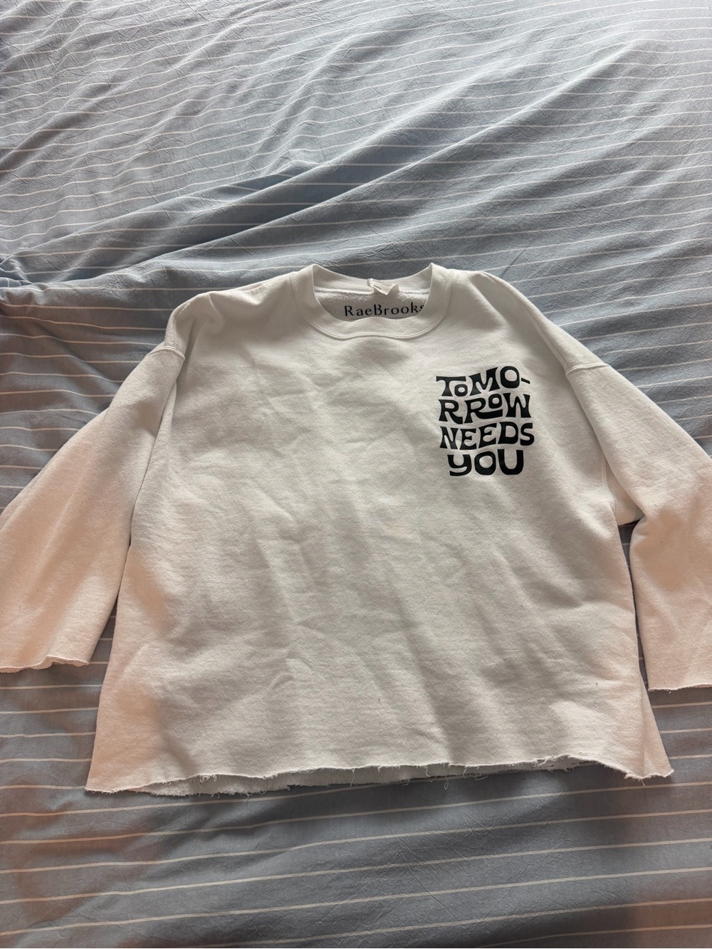 Cropped White Tomorrow Needs You Sweatshirt